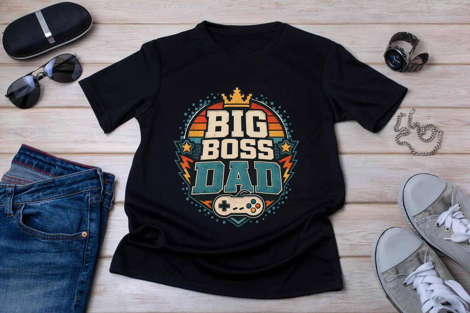 Big Boss Dad Mini Boss Kid PNG, Father's Day Gamer Matching Shirt Design