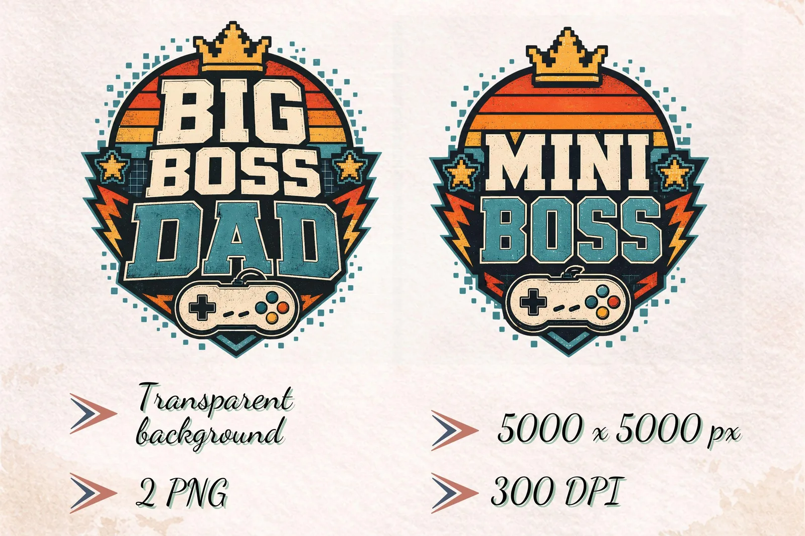Big Boss Dad Mini Boss Kid PNG, Father's Day Gamer Matching Shirt Design