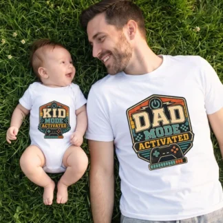 Dad Mode Kid Mode PNG, Father's Day Father Son Gamer Matching Shirt Design