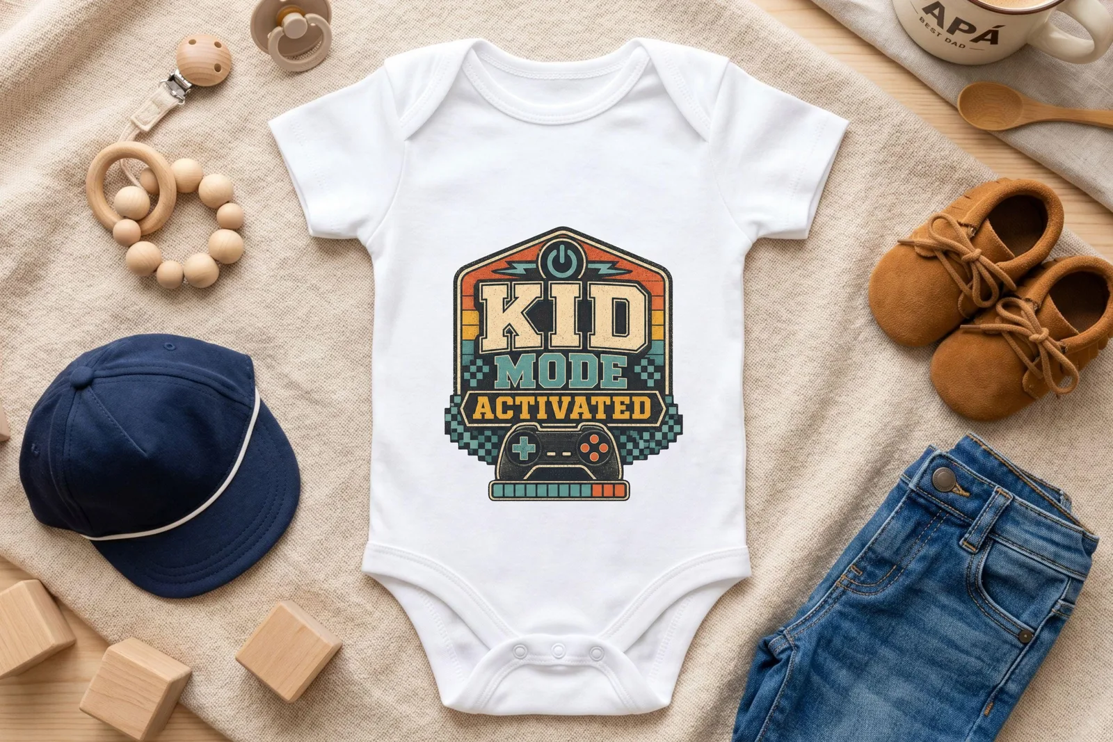 Dad Mode Kid Mode PNG, Father's Day Father Son Gamer Matching Shirt Design