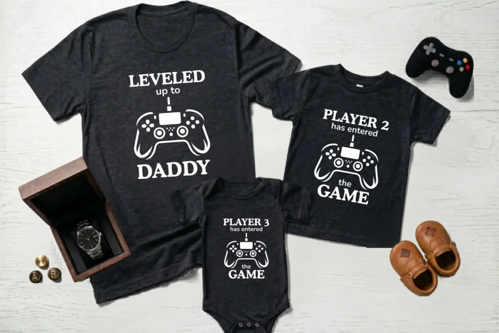 Gamer Dad Matching PNG Bundle, Father's Day Player 2 Player 3 Shirt Design Cliparts digital download preview by Cute & Co.
