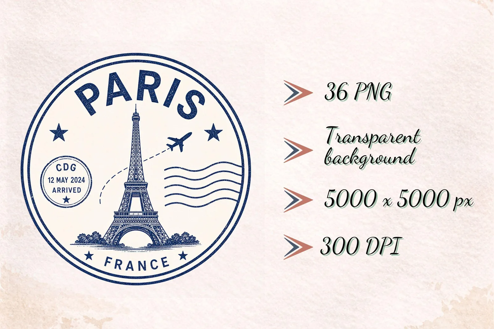 Vintage Travel Postage Stamp Clipart Bundle, Passport City Stickers for Junk Journals