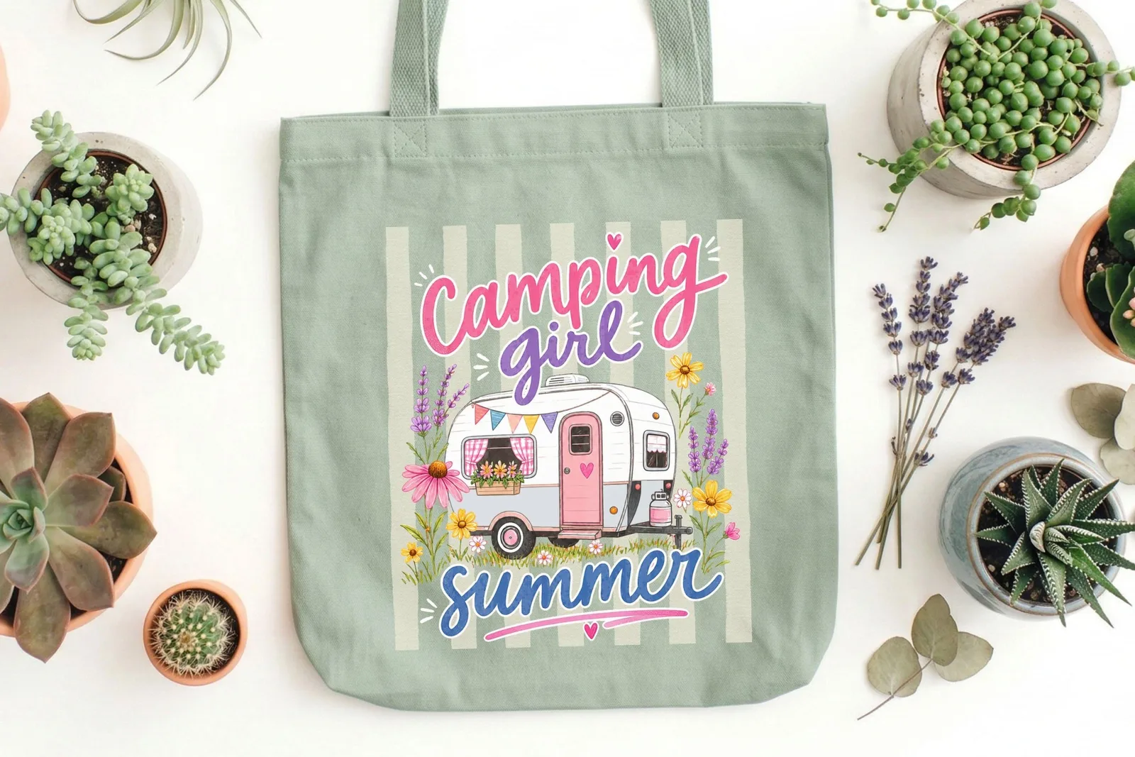 Camping Girl Summer PNG, Vintage Camper Shirt Design for Sublimation and Camping Trips