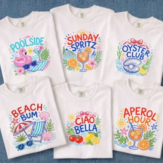 Retro Coastal Summer PNG Bundle, Italian Beach Shirt Designs Cliparts digital download preview by Cute & Co.