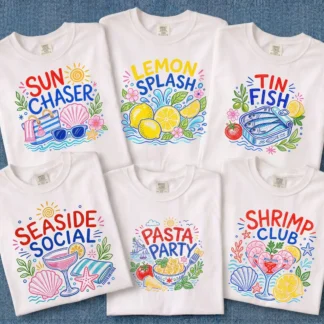 Retro Seaside Summer PNG Bundle, Coastal Italian Shirt Designs Cliparts digital download preview by Cute & Co.