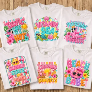 Poolside Summer Quote PNG Bundle, Beach Vacation Shirt Graphics Cliparts digital download preview by Cute & Co.