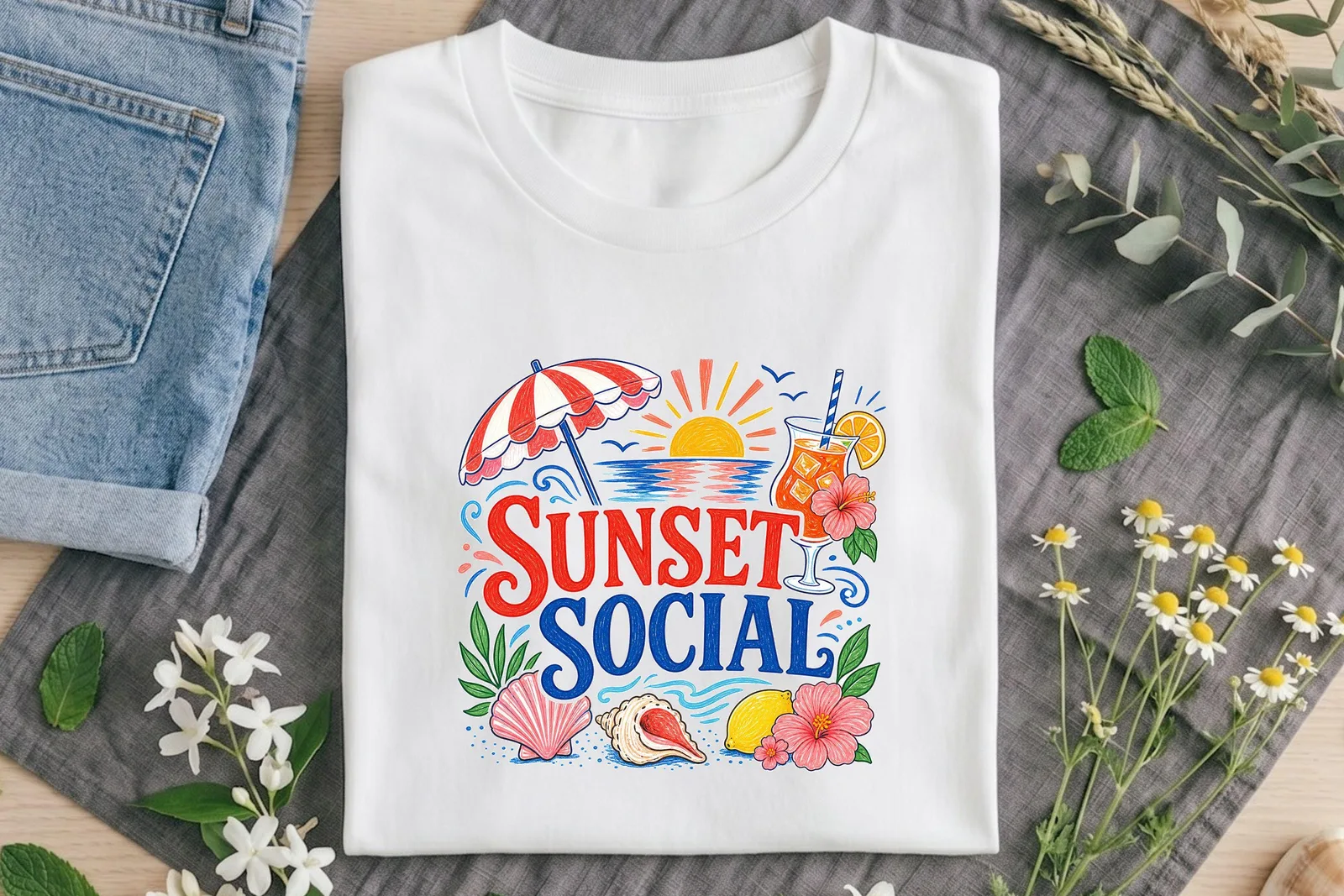 Coastal Summer PNG Bundle, Retro Beach Vacation Clipart for Crafts and Sublimation Cliparts digital download preview by Cute & Co.