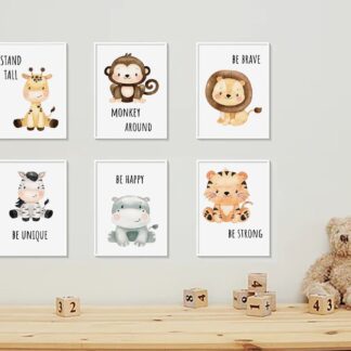 Safari Animals Watercolor Print Set, Nursery Decor (PDF/JPEG)