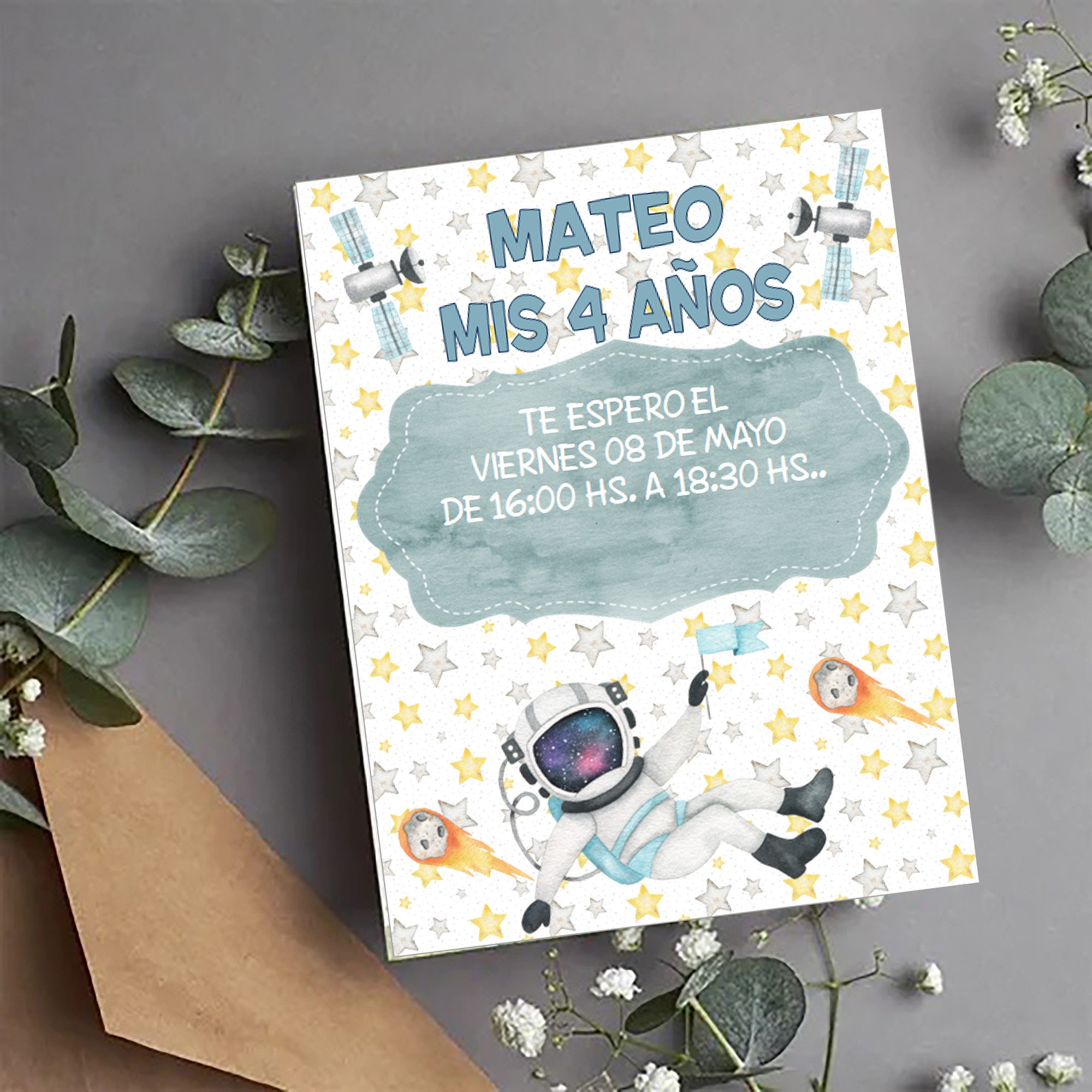 Printable Astronaut Party Kit, Editable Invitations, Banners, Toppers (Digital Download) - Image 2