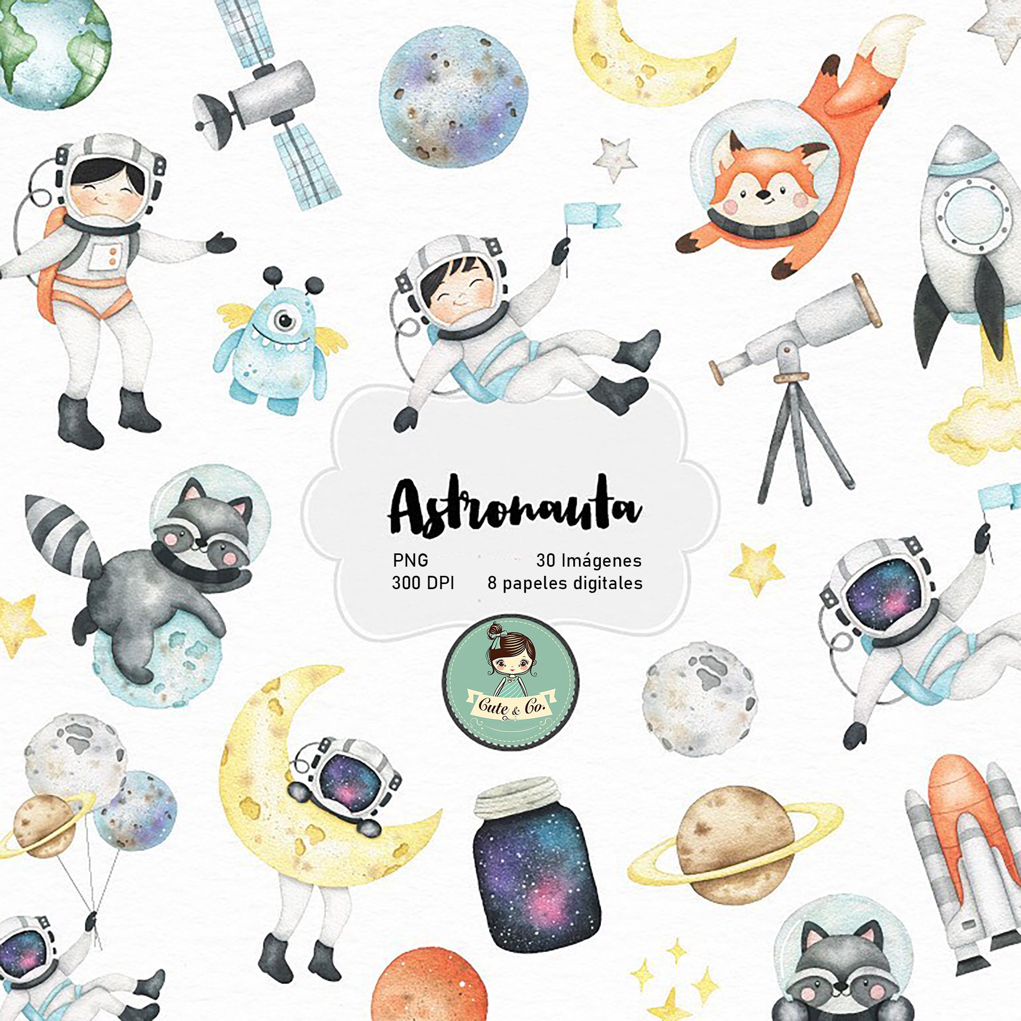 Printable Astronaut Party Kit, Editable Invitations, Banners, Toppers (Digital Download) - Image 5
