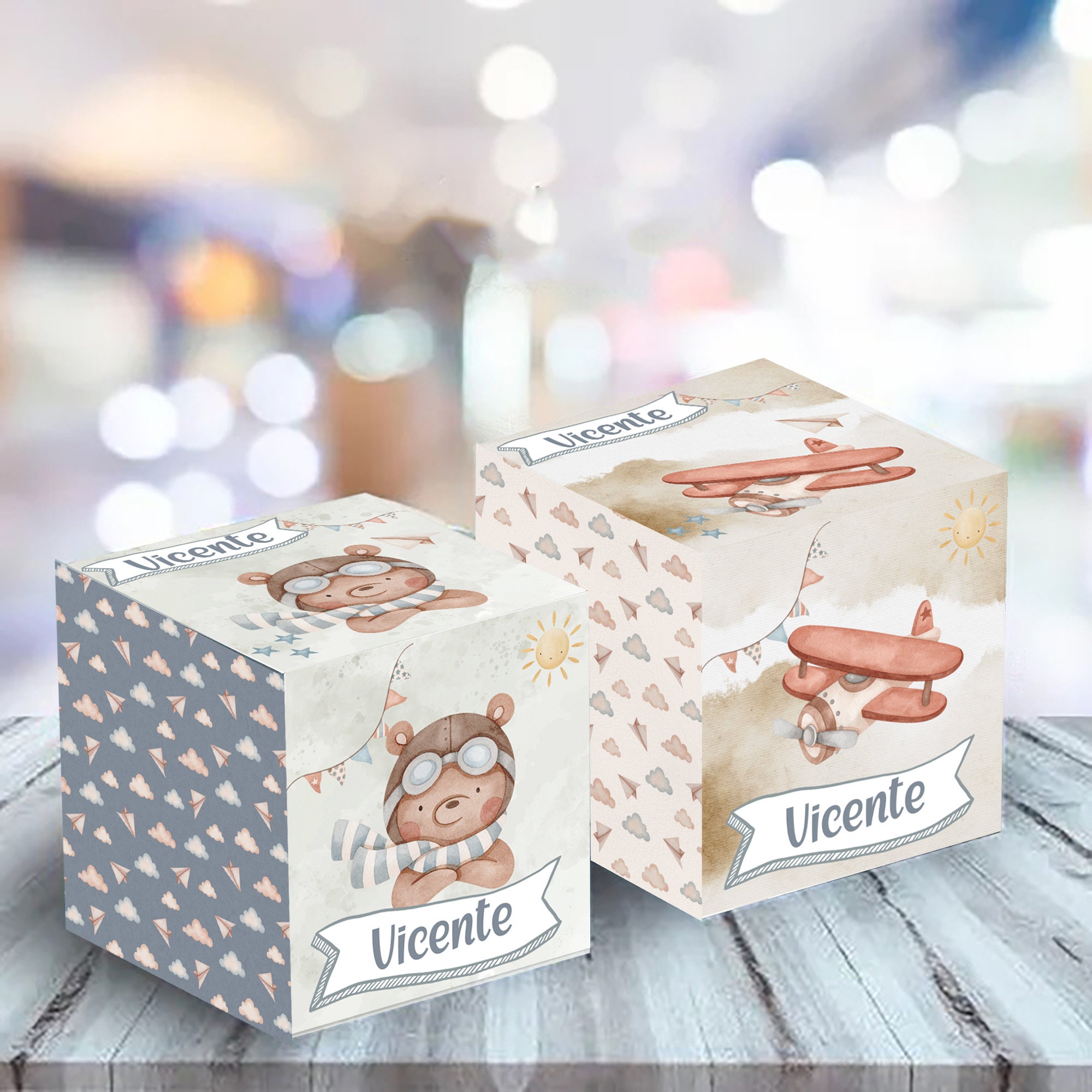 Aviator Bear Party Kit: Watercolor Airplanes, Editable Text (Digital Download) - Image 3