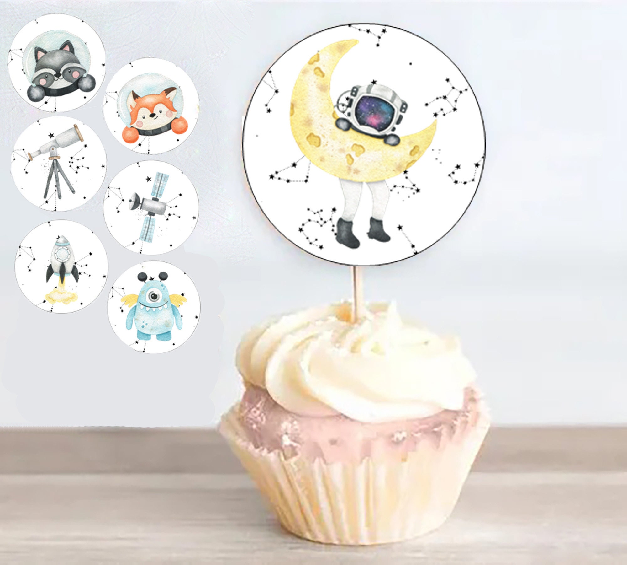 Printable Astronaut Party Kit, Editable Invitations, Banners, Toppers (Digital Download) - Image 4