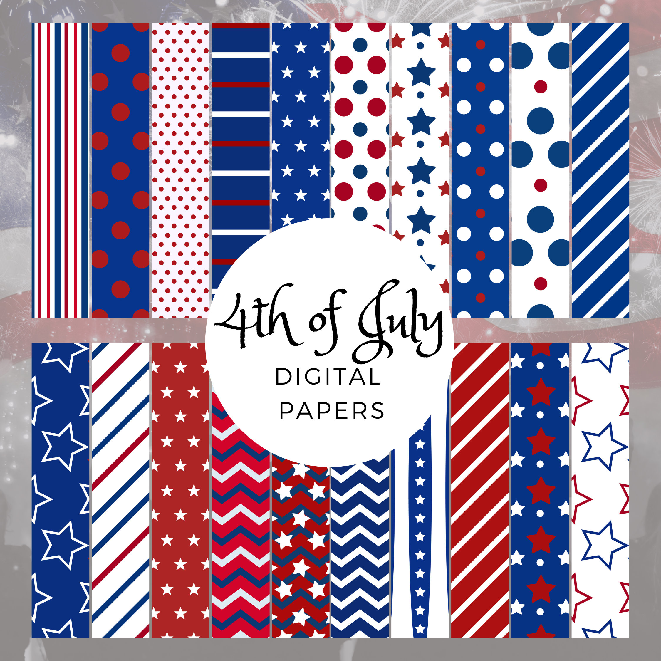 4th of July Food Clipart, Patriotic PNG, Digital Papers (300 DPI) - Image 2
