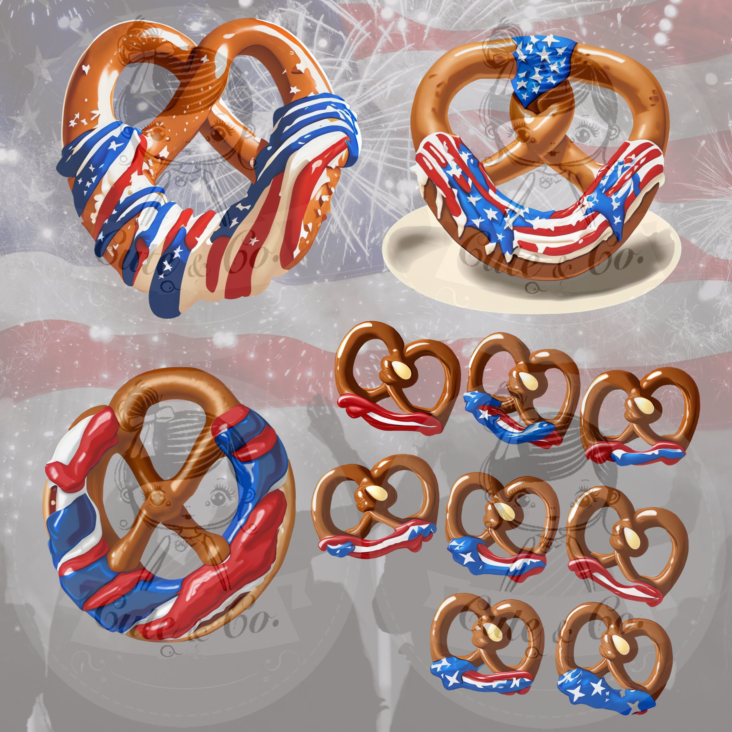 4th of July Food Clipart, Patriotic PNG, Digital Papers (300 DPI) - Image 6