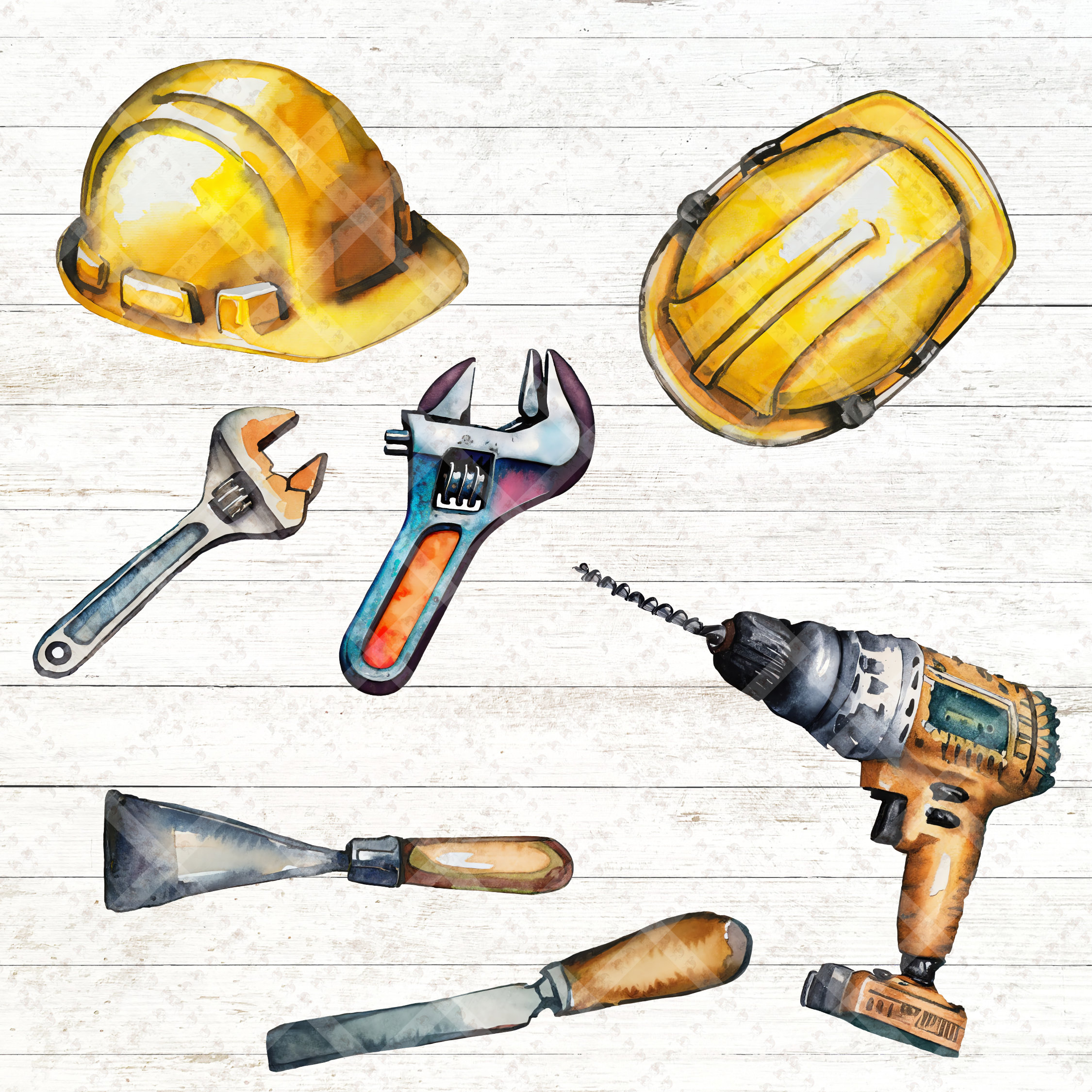 Watercolor Hand Tool Clipart Set | DIY Graphics (Digital Download) - Image 3