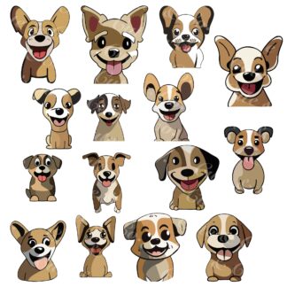 15 Adorable Puppies pack, in SVG and PNG formats, ideal for Invitations, Cricut, and any craft. Includes Silhouette & Color Layers