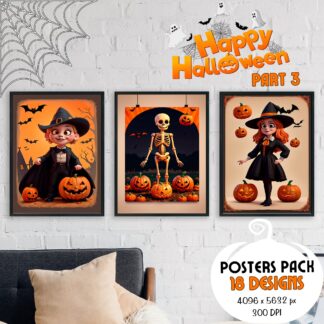 Vintage Halloween Prints, Spooky Haunted Landscape Art (PNG Bundle)