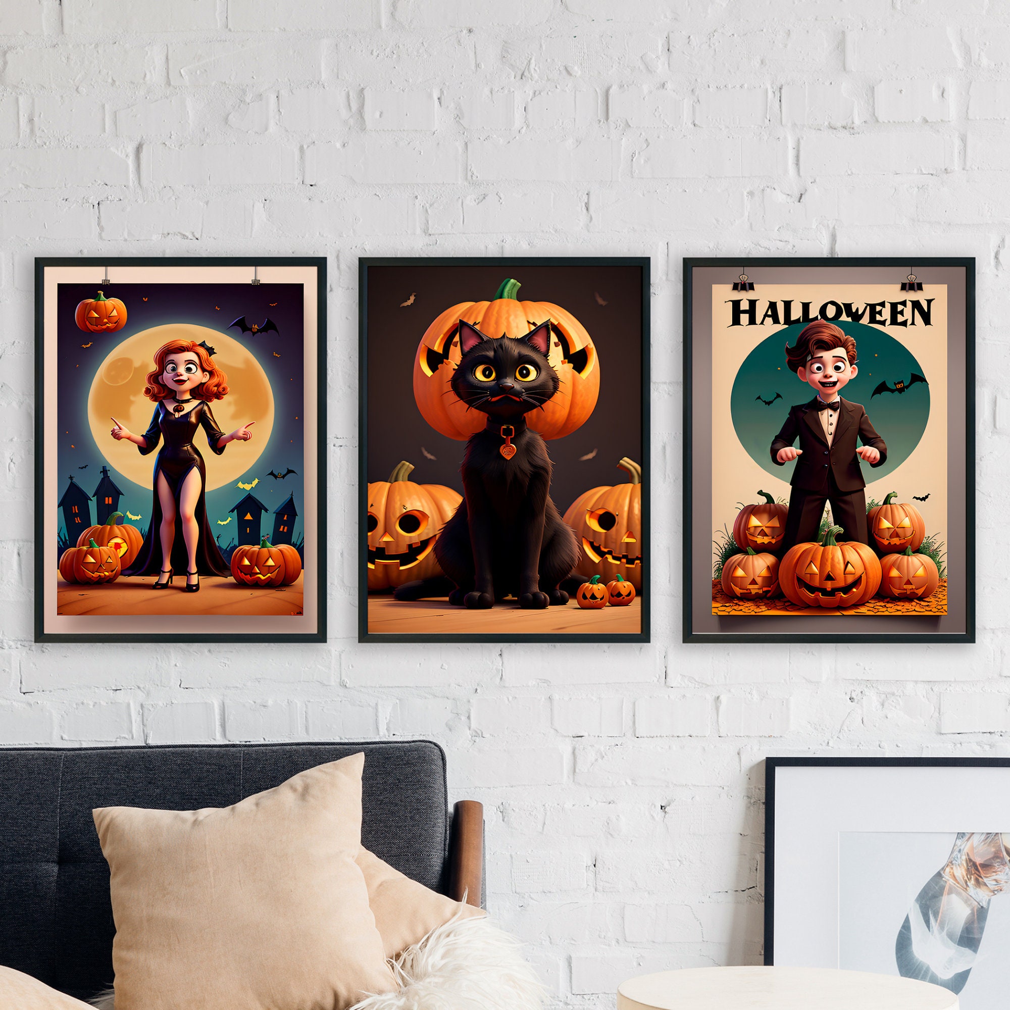 Vintage Halloween Prints, Spooky Haunted Landscape Art (PNG Bundle) - Image 5