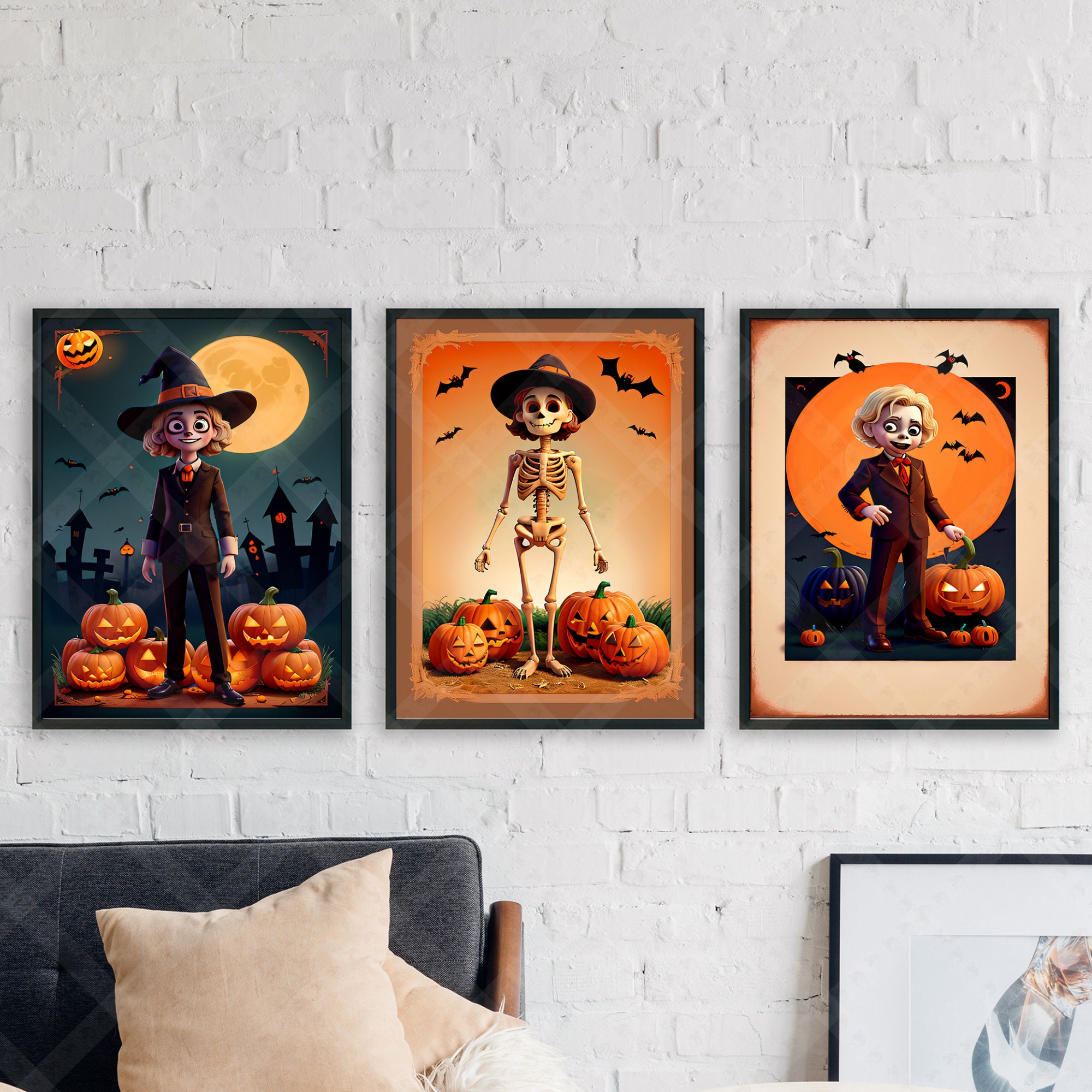 Vintage Halloween Prints, Spooky Haunted Landscape Art (PNG Bundle) - Image 2