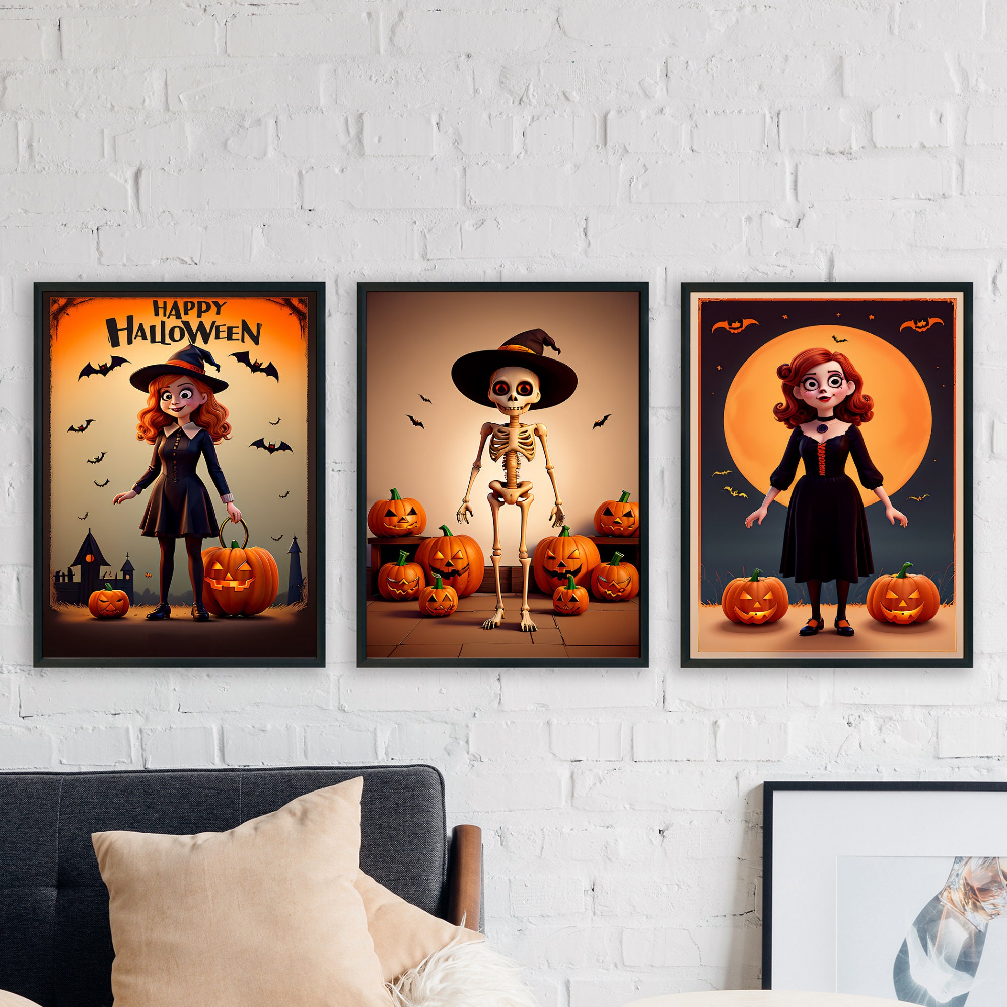 Vintage Halloween Prints, Spooky Haunted Landscape Art (PNG Bundle) - Image 4