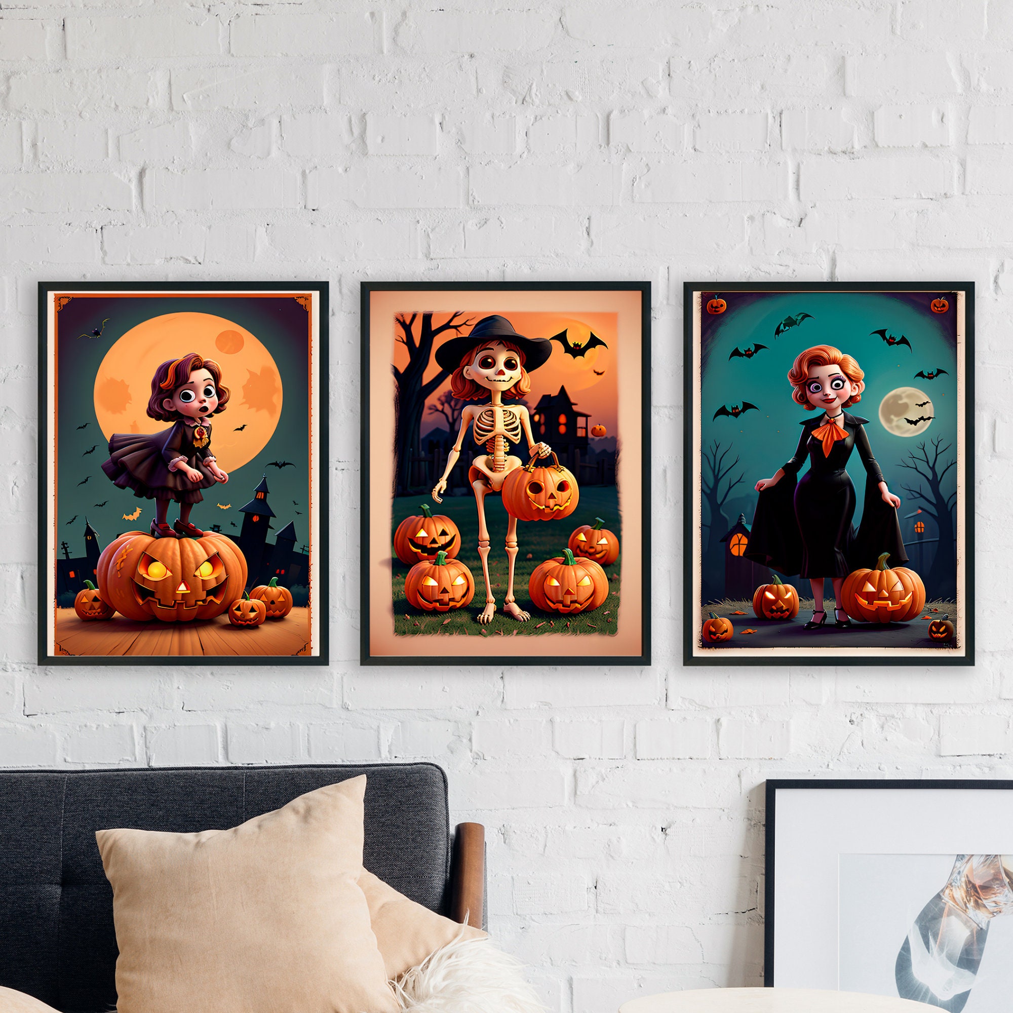 Vintage Halloween Prints, Spooky Haunted Landscape Art (PNG Bundle) - Image 3
