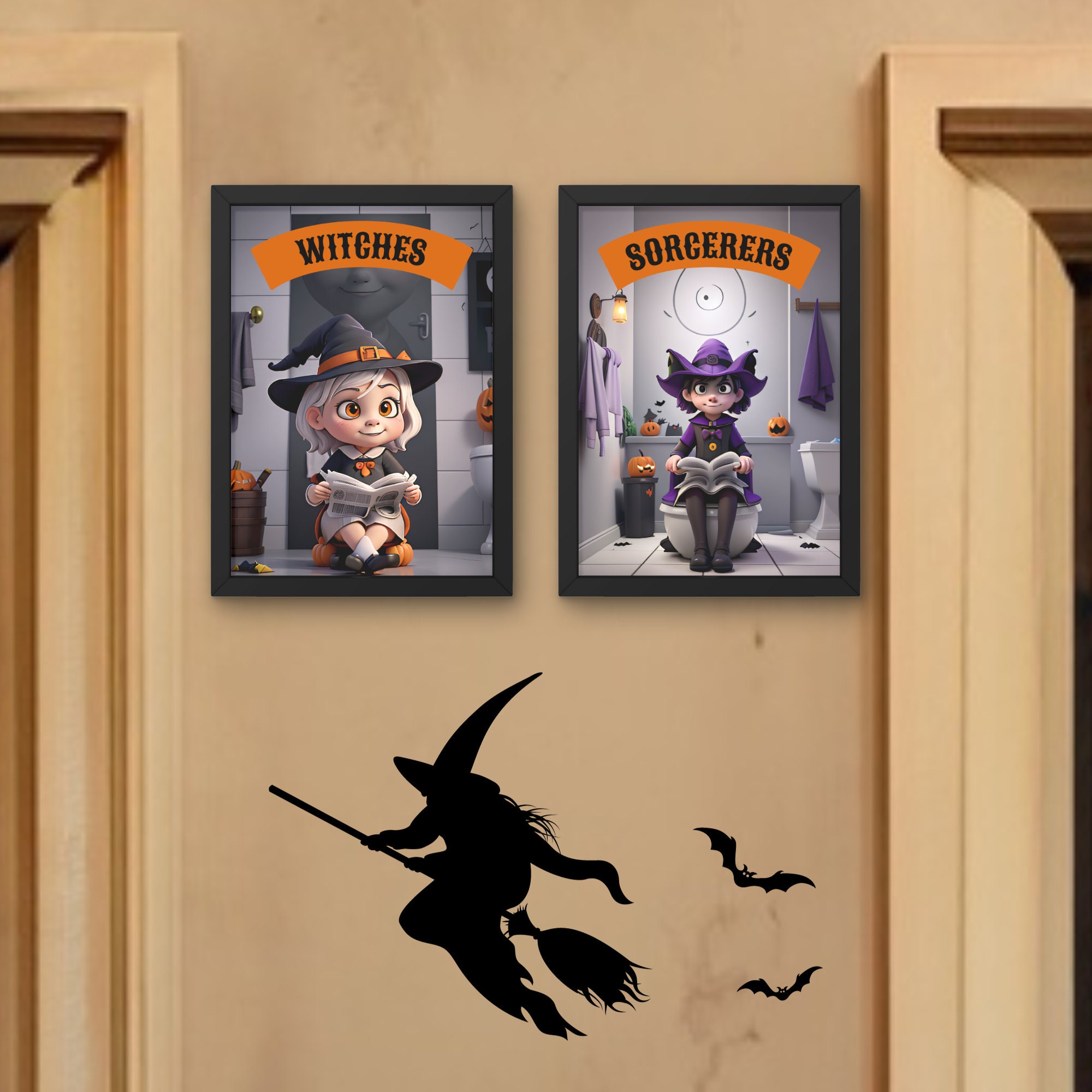 Halloween Restroom Art: Witch & Sorcerer Bathroom Decor (Digital Download) - Image 5