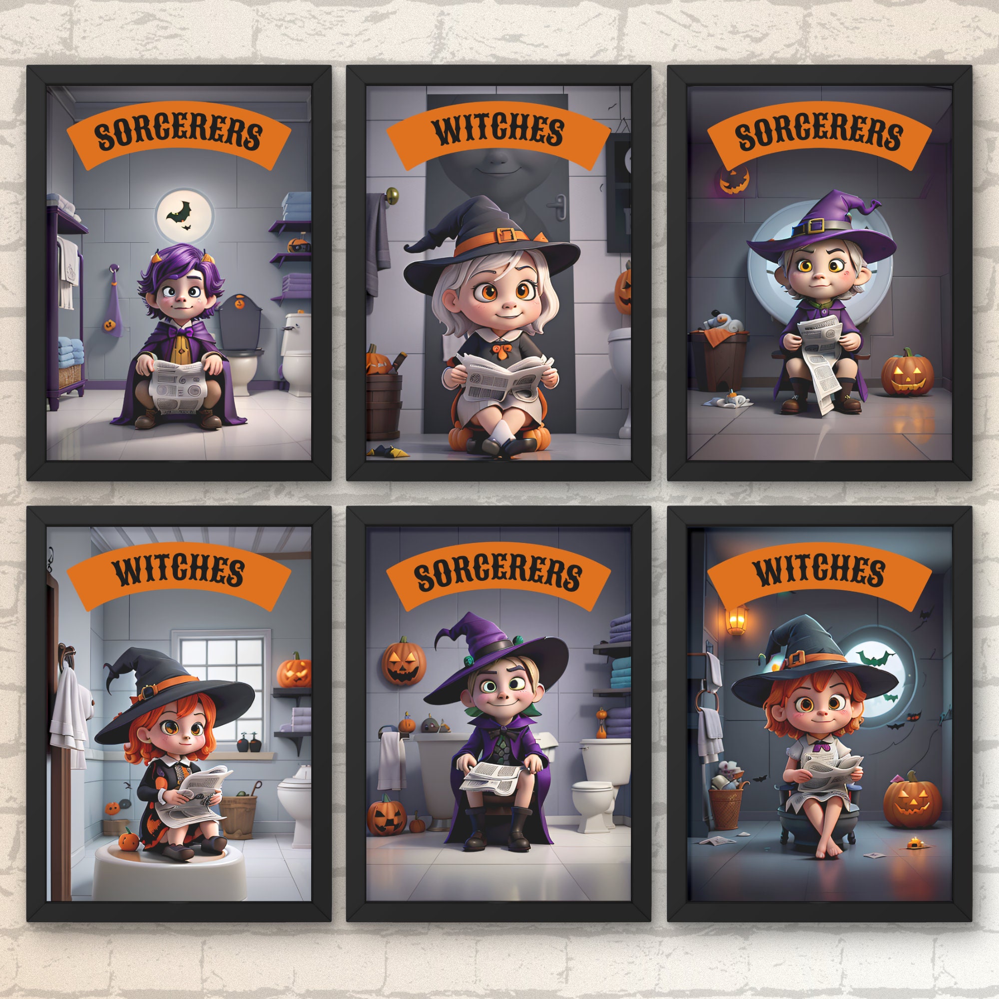 Halloween Restroom Art: Witch & Sorcerer Bathroom Decor (Digital Download) - Image 2