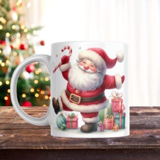 Santa Claus Christmas Mug Wrap, 3D Sublimation Design (PNG Digital Download)