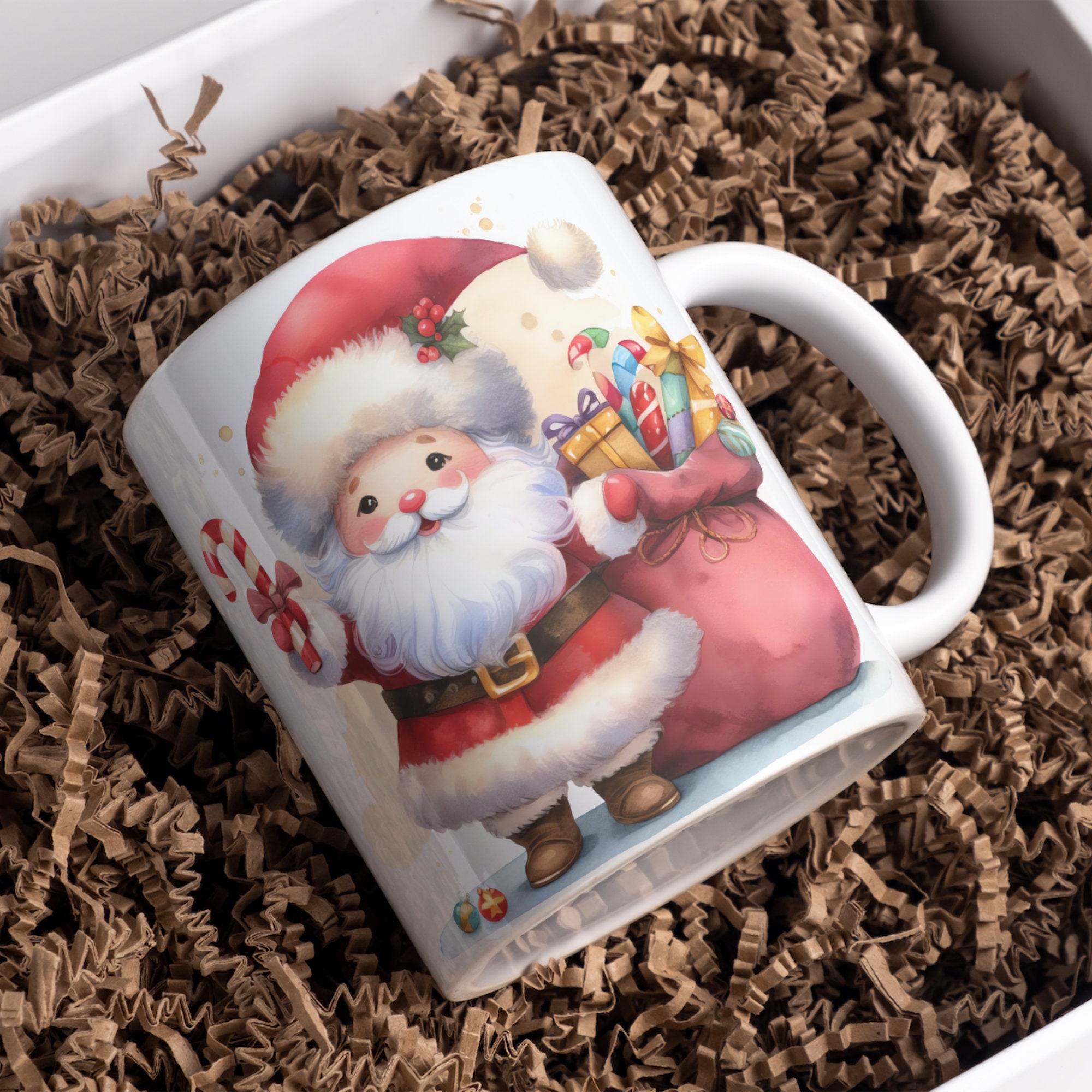 Santa Claus Mug Wrap Design, Vintage Christmas (PNG Digital Download) - Image 2
