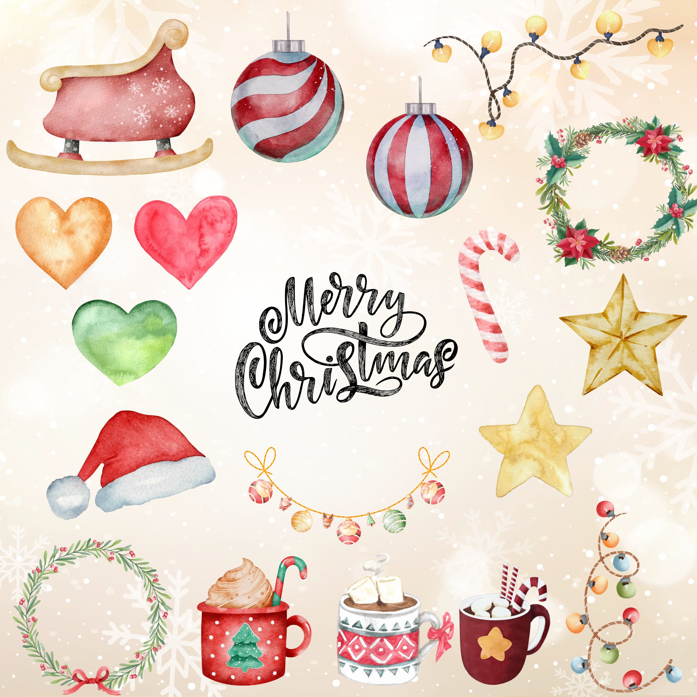 Watercolor Santa Clipart Bundle, Vintage Christmas PNGs (Digital Download) - Image 6