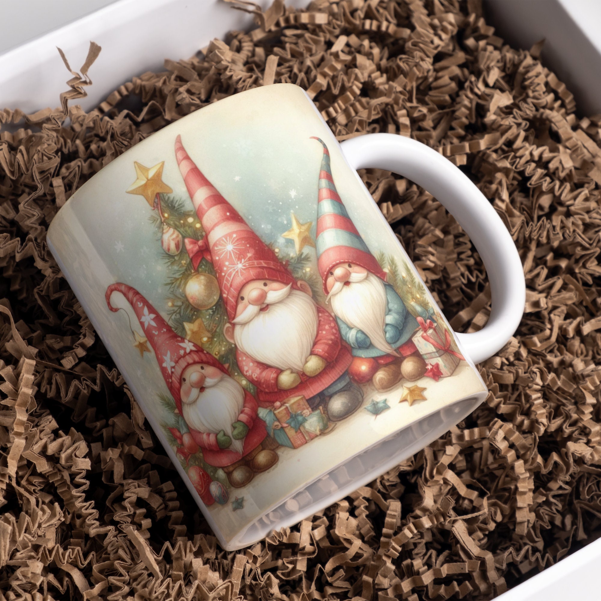 Gnomes Christmas Mug Wrap, Cozy Holiday Design (PNG Digital Download)
