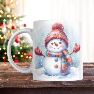 Snowman Mug Wrap, 3D Vintage Christmas Design (Digital Download)