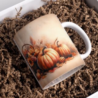 Thanksgiving Mug Wrap, Pumpkin Autumn Design (Digital Download)
