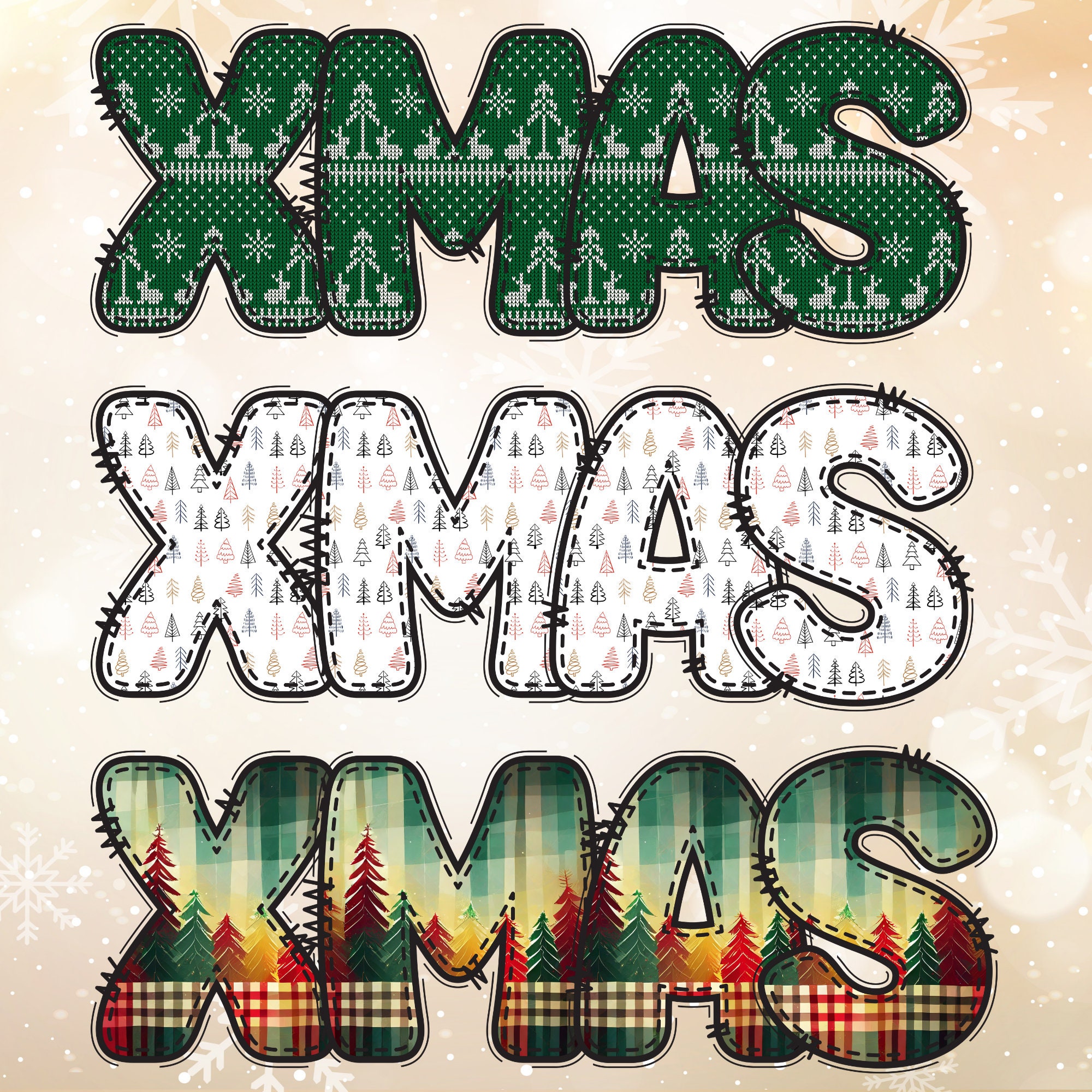 Christmas Doodle Font | PNG Alphabet & Numbers (Digital Download) - Image 4