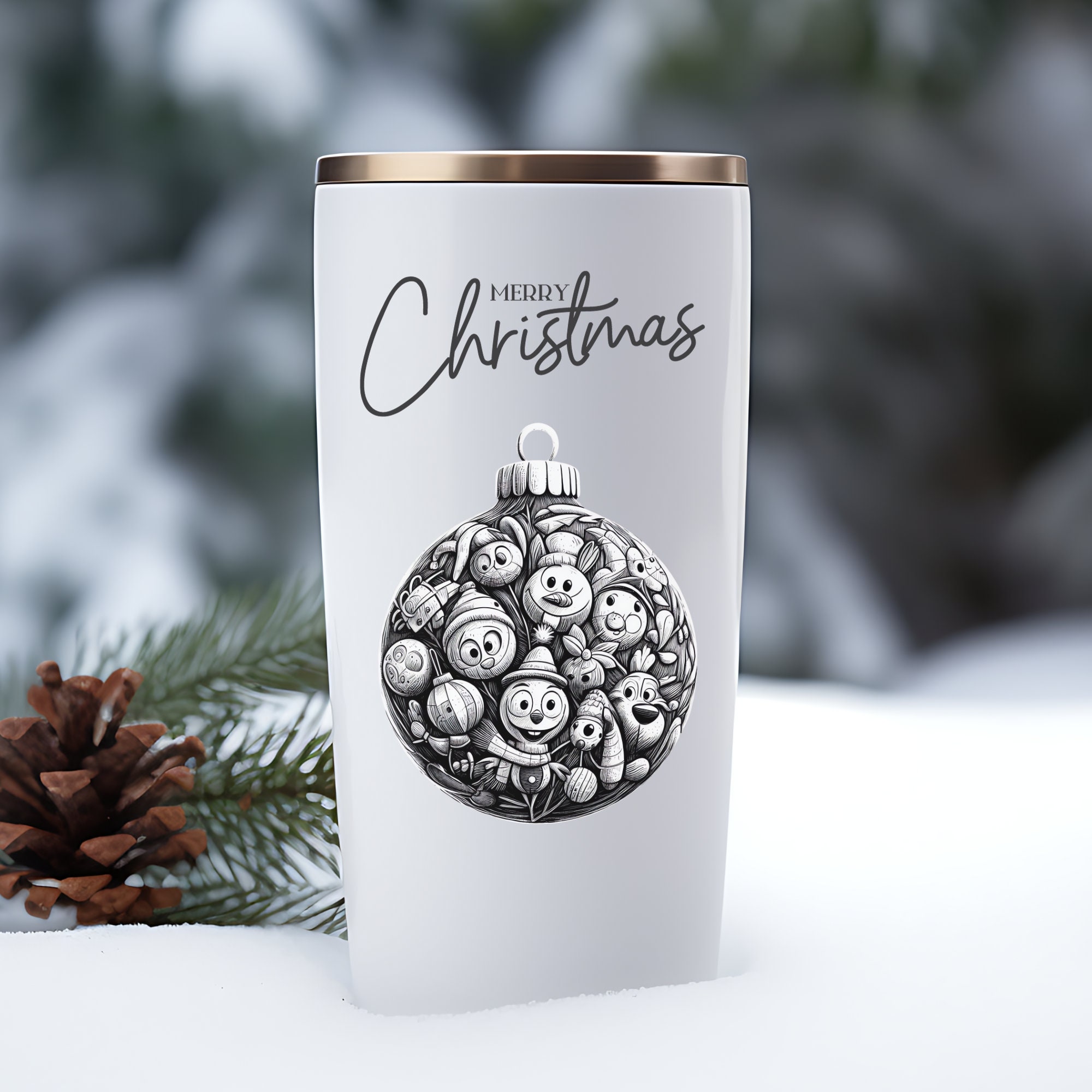 Monochrome Christmas Ball Clipart Set, Modern Holiday Ornaments (Digital Art) - Image 6