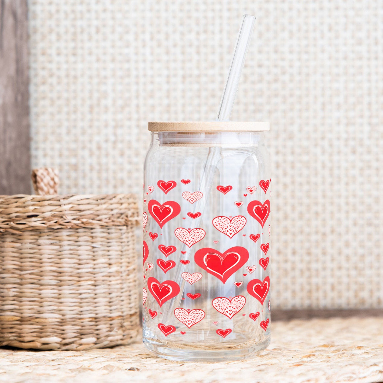 Valentine Hearts Mug and Tumbler Wrap Set, Sublimation Design (Digital Download) - Image 2