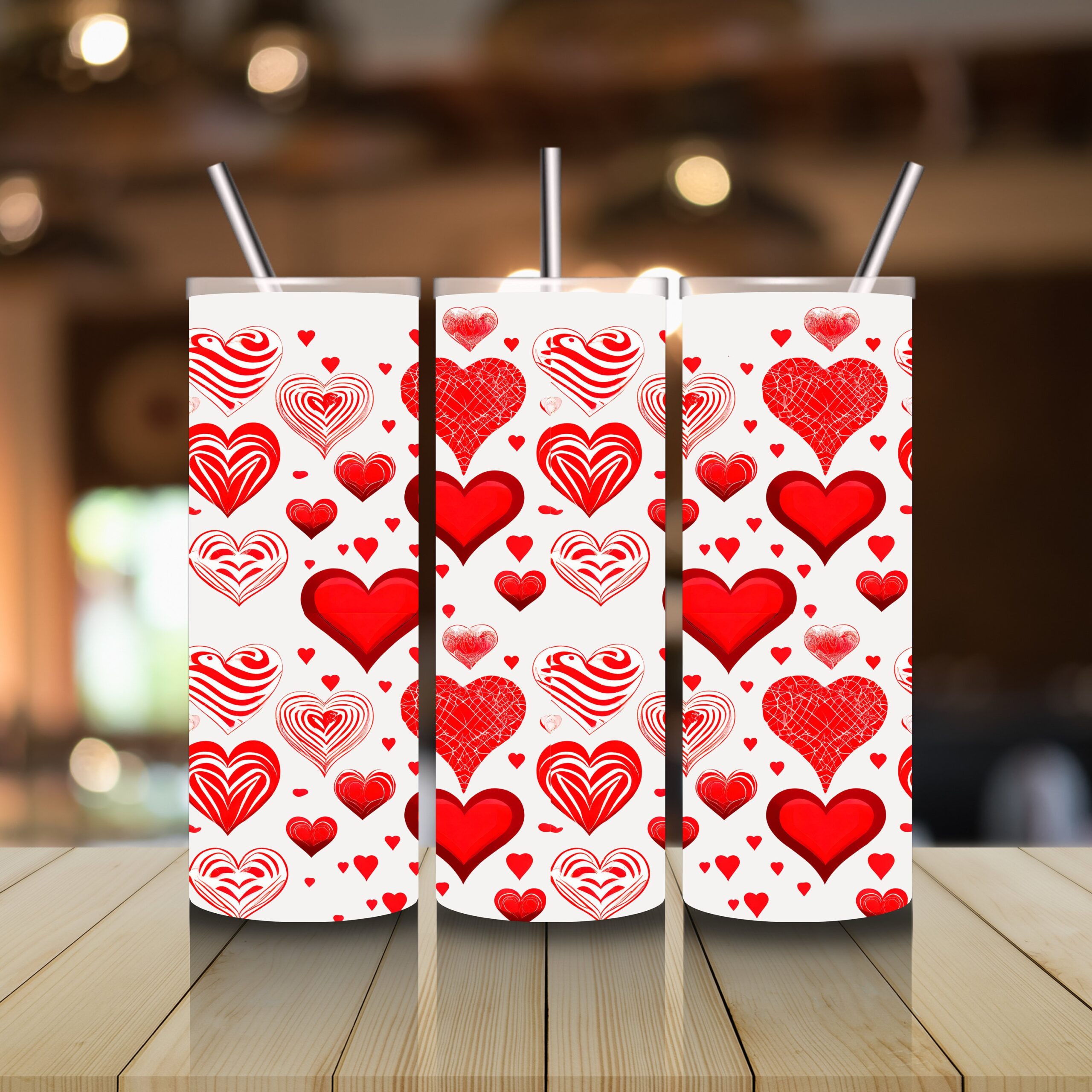 Valentine Hearts Mug & Tumbler Wrap, Sublimation Design (Digital Download) - Image 5