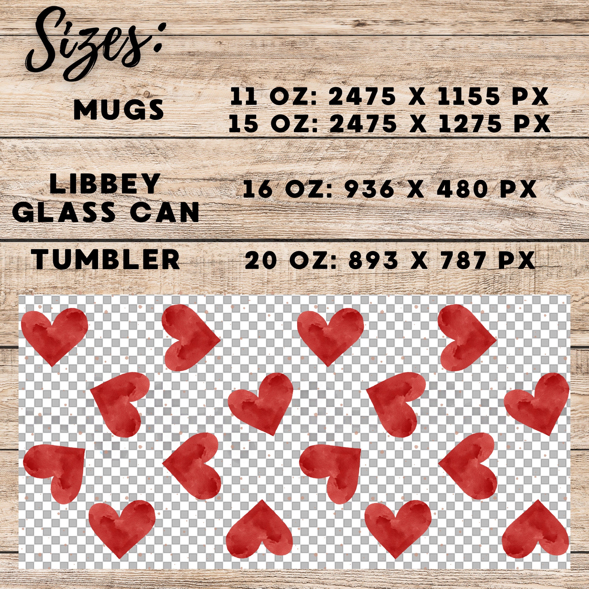 Valentine Hearts Mug and Tumbler Wrap Set (Digital Download) - Image 7