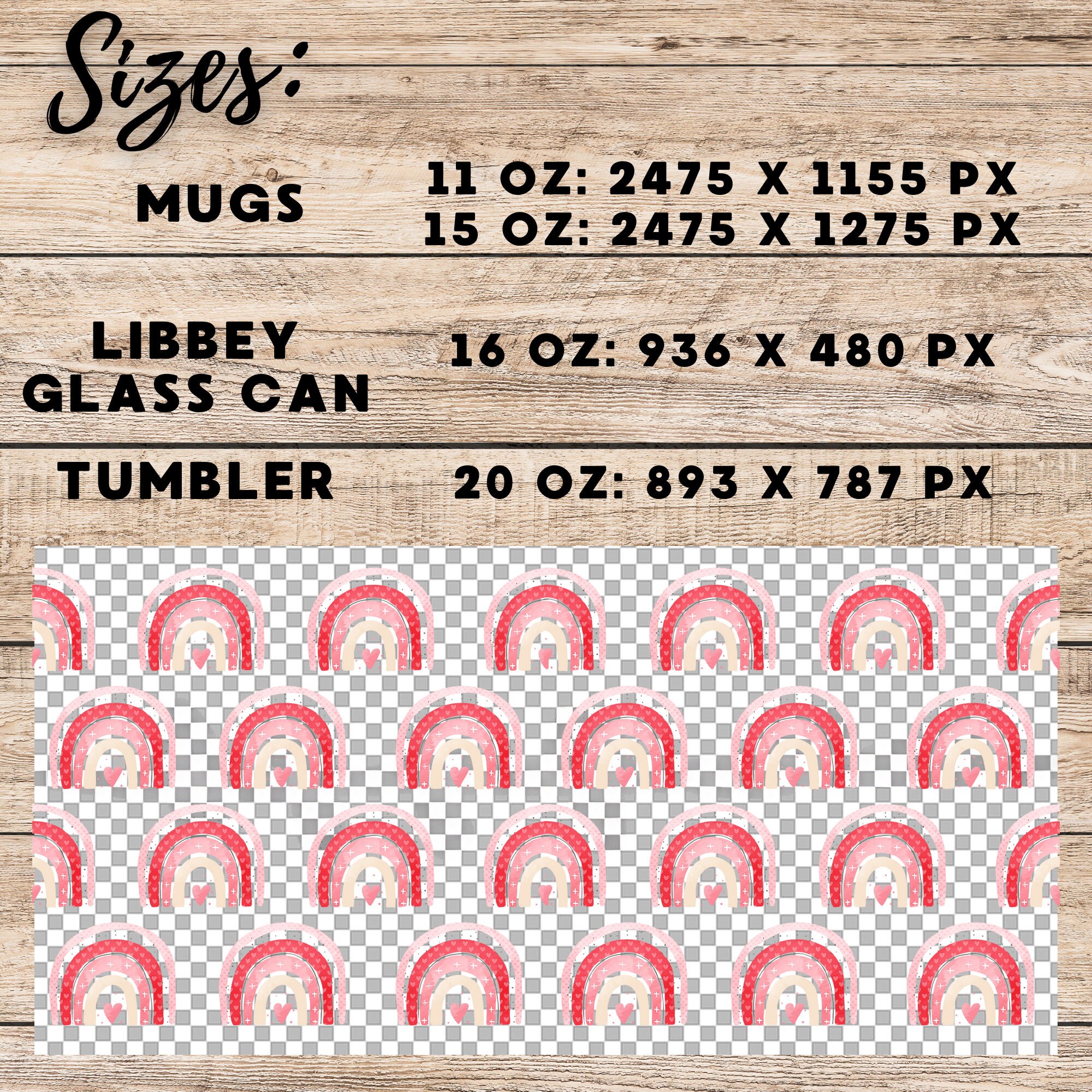 Valentine Rainbow Mug and Tumbler Wrap Set (Digital Download) - Image 7