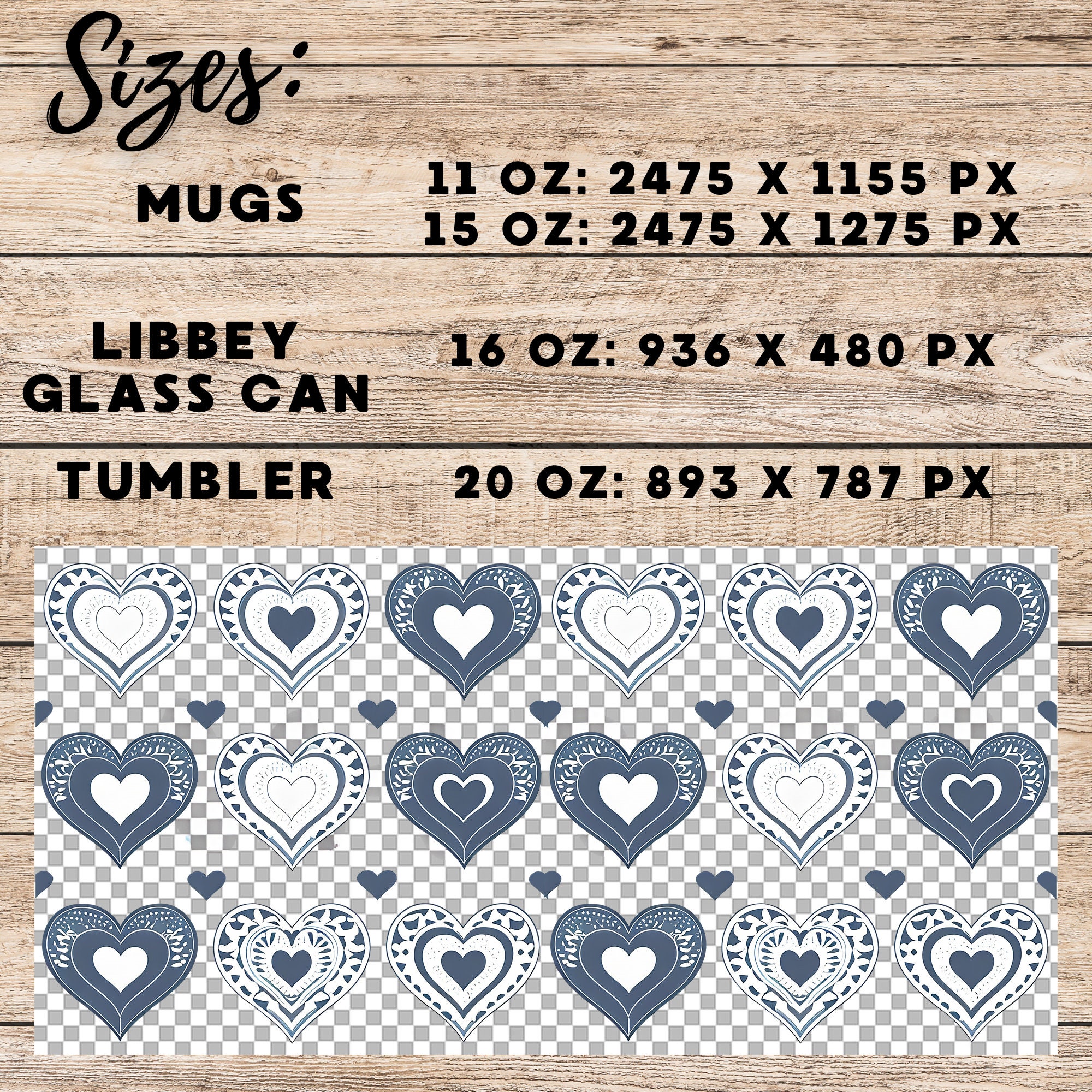 Valentine Hearts Mug and Tumbler Wrap Sublimation Design (Digital Download) - Image 6