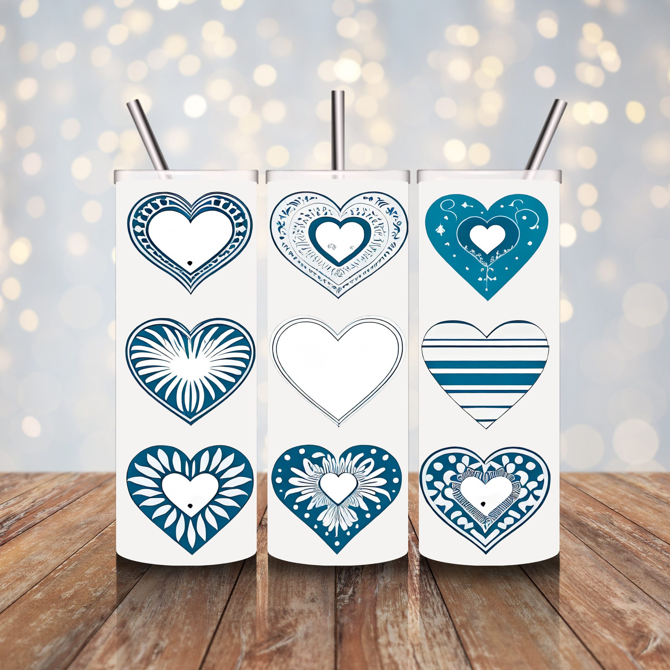 Valentine Hearts Mug Wrap Set, Sublimation Design (Digital Download) - Image 5