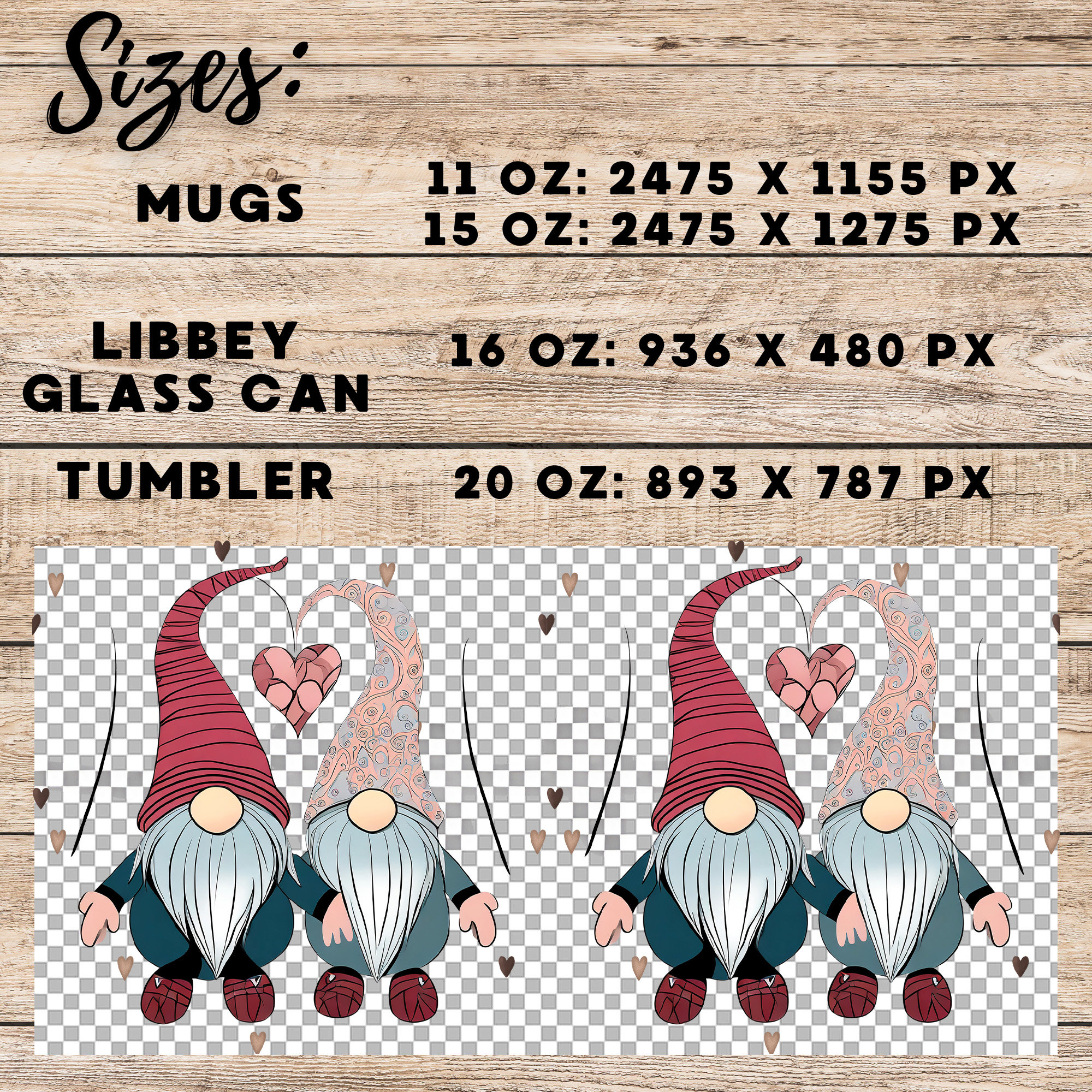 Valentine Gnomes Mug Wrap Set, Sublimation Design (Digital Download) - Image 7