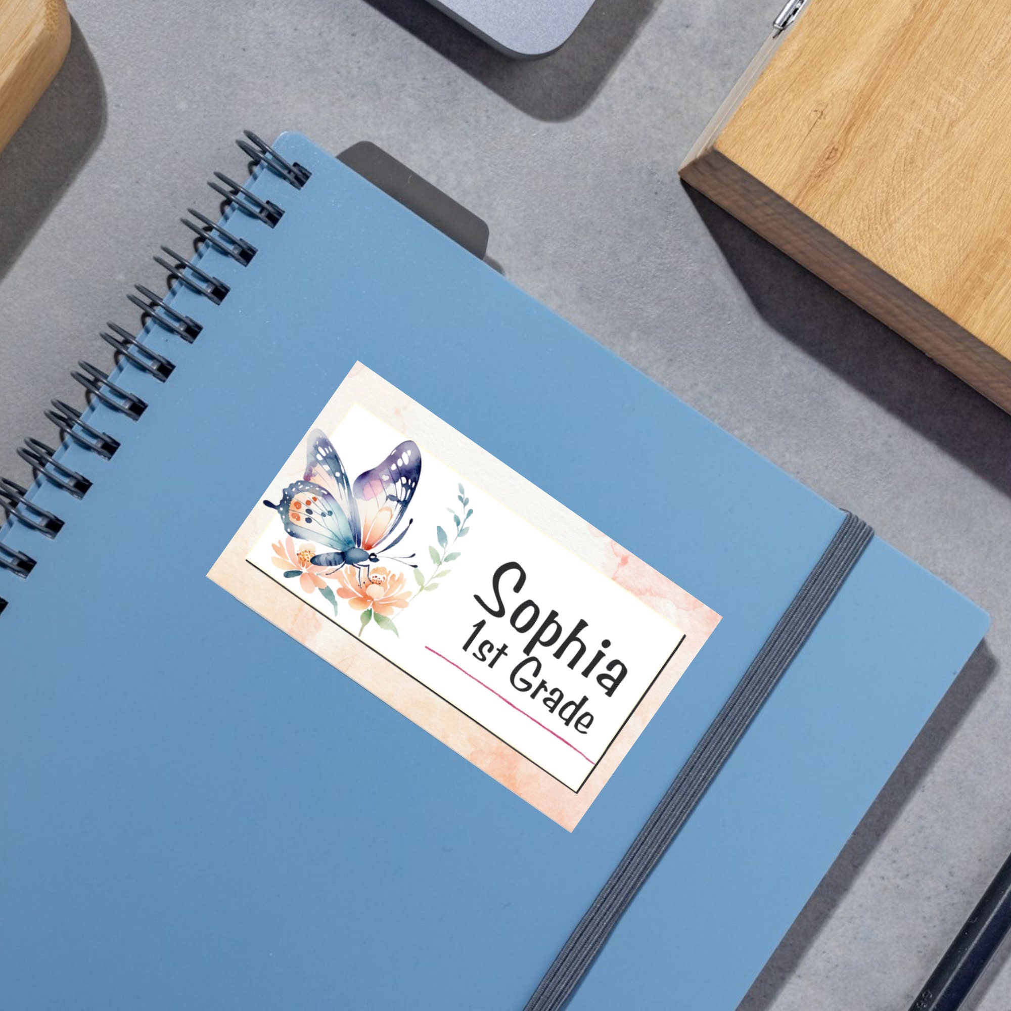 Watercolor Butterfly Labels, Back to School Stickers (Editable in Canva) - Image 4