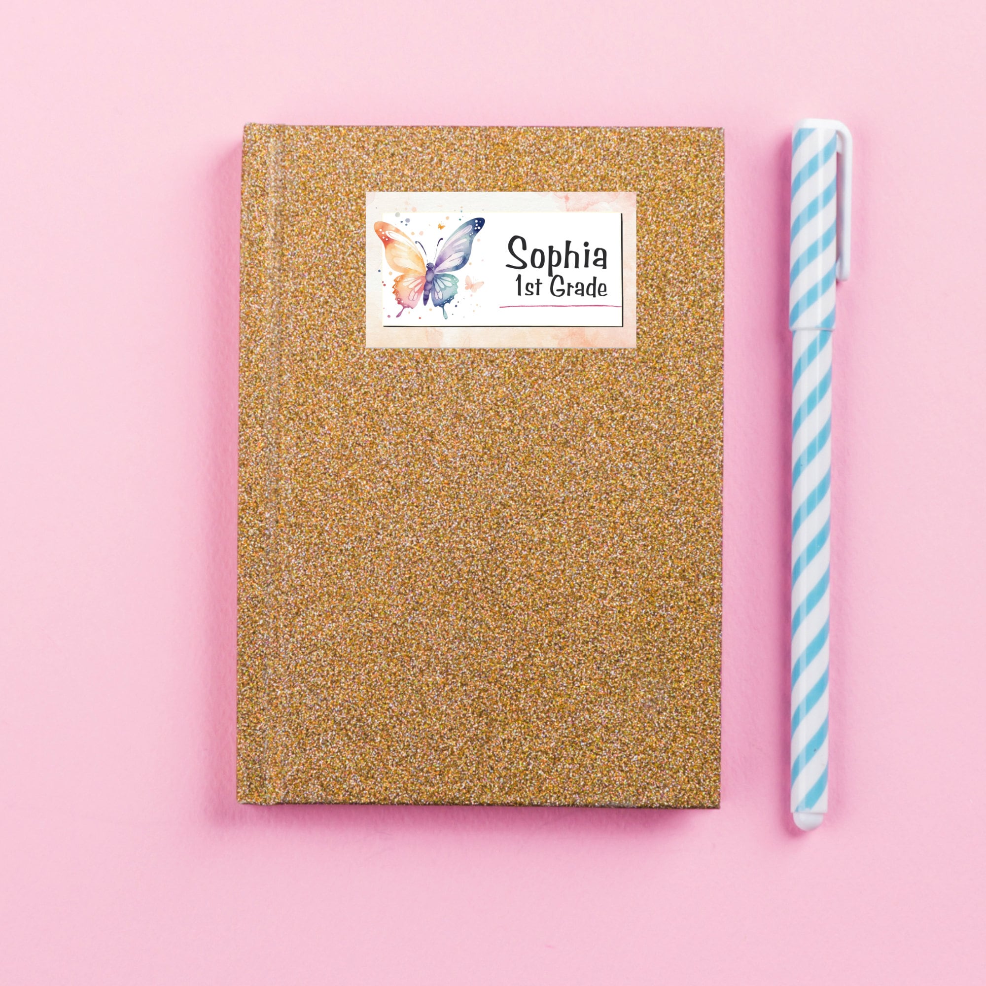 Watercolor Butterfly Labels, Back to School Stickers (Editable in Canva) - Image 7