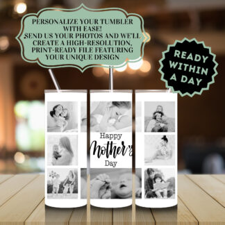 Personalized Photo Collage 20oz Tumbler Wrap, Mother's Day Gift (Digital Download)
