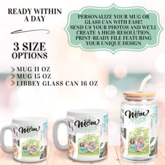 Personalized Photo Collage Mug or Glass Can Wrap (Digital Download)