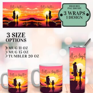Mother's Day Mug & Tumbler Wrap Set, High-Resolution PNG (Digital Download)
