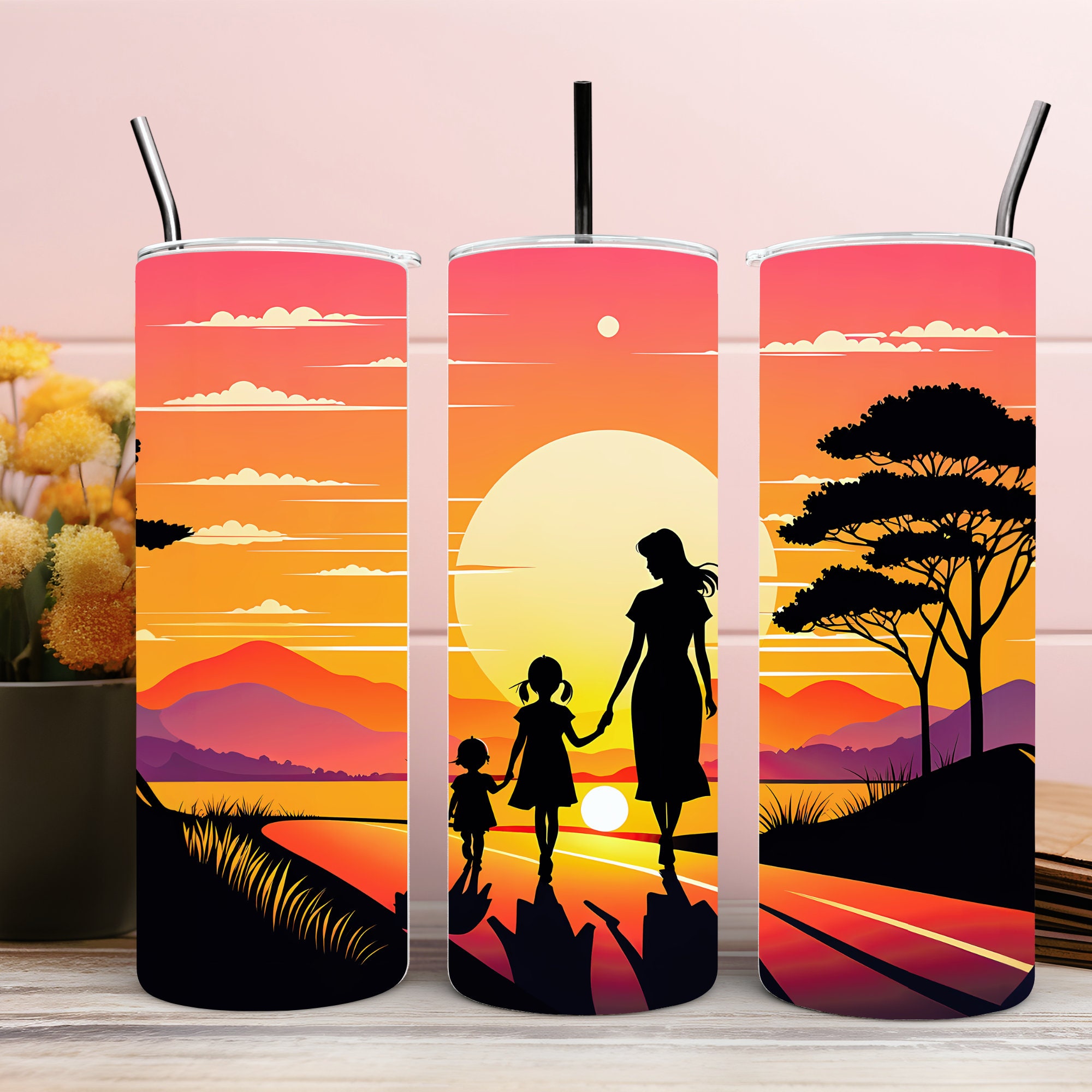 Mother's Day Mug and Tumbler Wrap, Sunset Silhouette (Digital Download) - Image 5