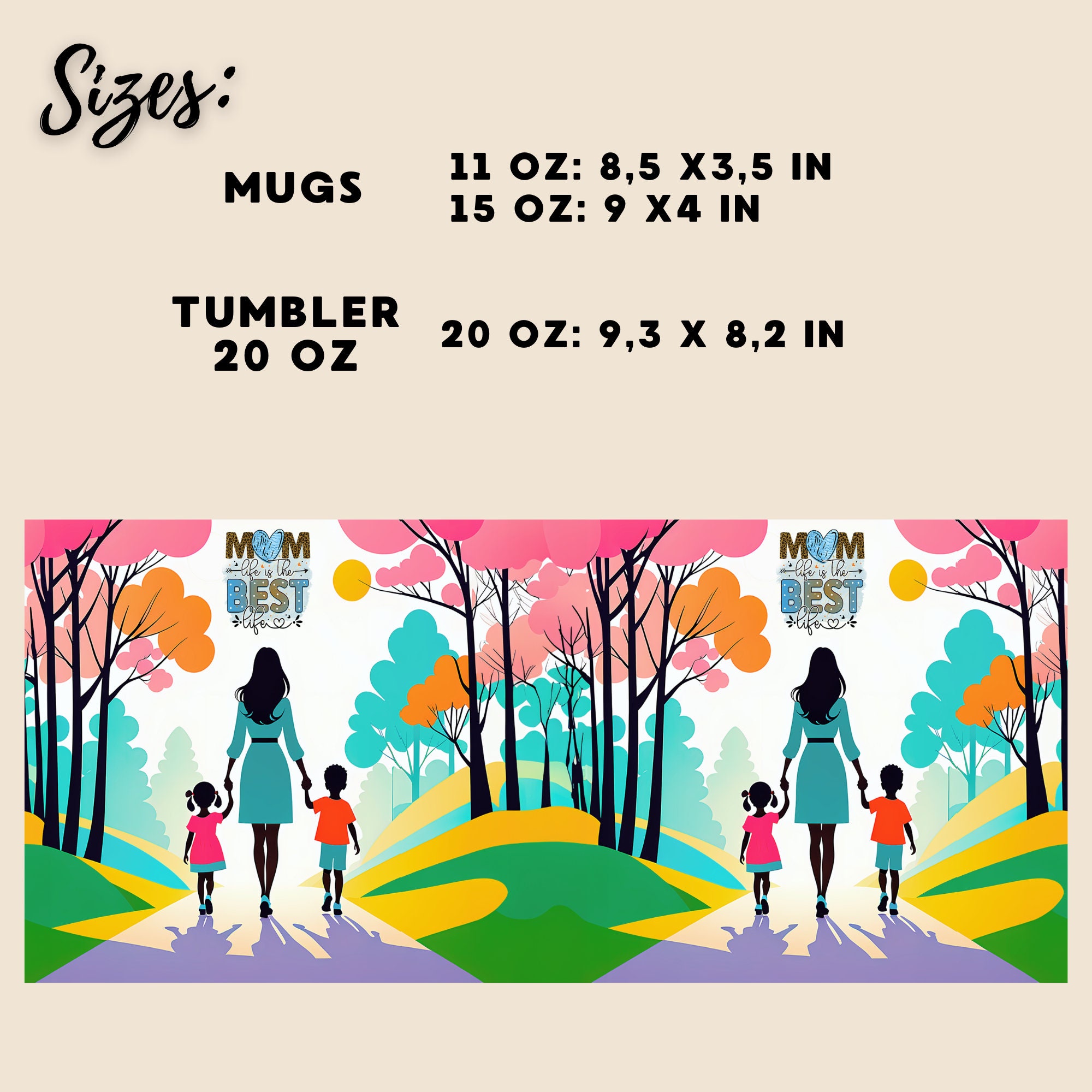 Mother's Day Mug & Tumbler Wrap Set, Family Design (Digital Download) - Image 9