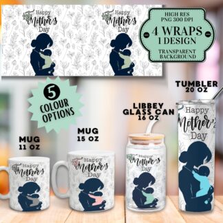 First Mother's Day Mug and Tumbler Wrap Set (Digital Download)